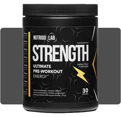 Nutrigo Lab Strength pre-workout supplement for power and endurance.