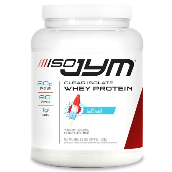 Jym supplement iso jym clear isolate whey protein Iso JYM offers a delicious whey protein isolate formulation with a unique ultra-cold filtration process, ensuring a clear and refreshing mix.