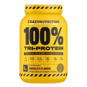 Enhance your muscle building, repair, and recovery process quickly with Crazy Nutrition's TRI-PROTEIN formula.