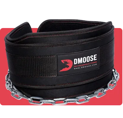 Elevate your strength training with the DMoose Dip Belt with Chain, designed for optimal performance and enhanced resistance workouts.