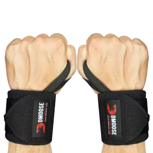 Support your wrists during heavy lifts with Dmoose wrist wraps designed specifically for weightlifting power and protection.
