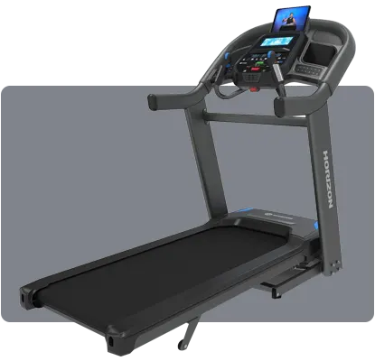 Never miss a stride with the spacious Horizon Fitness 7.4 treadmill - fold it away when not in use in small spaces.