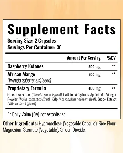 KetoFuse Supplement Facts