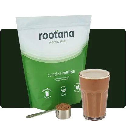Discover Rootana Real Food Shake, a complete nutrition drink that replaces meals on the go.