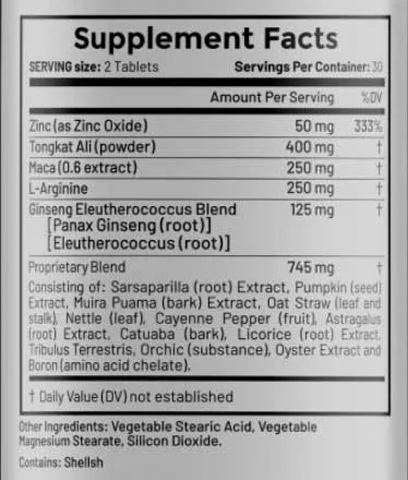 Testogen Supplement Facts