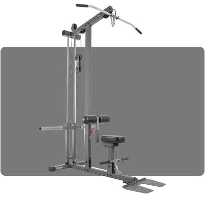 XMark LAT Pull Down space-saving cable machine for back development.